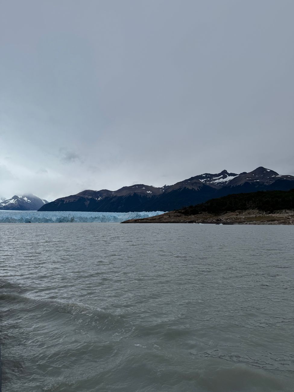 Patagonian mountain glacier and wild lake